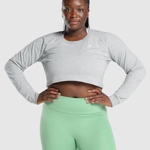 TRAINING CROPPED SWEATER | Light Grey Marl